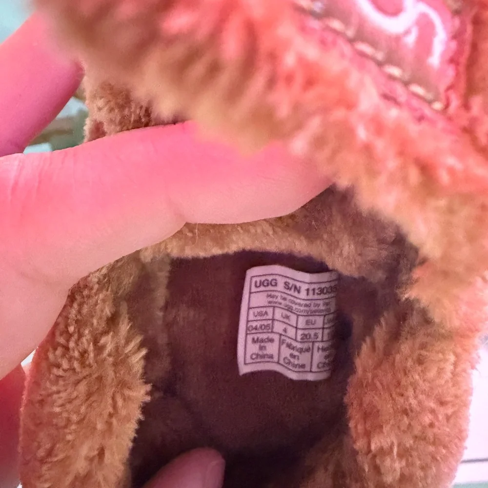 UGG Kids Chestnut Plush Bear Velcro Slippers
